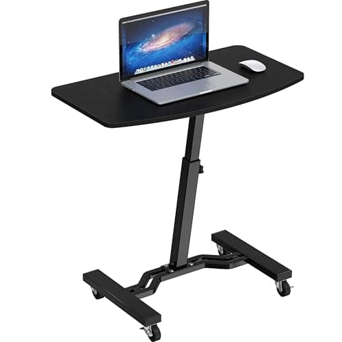 SHW Mobile Height Adjustable Laptop Rolling Cart
