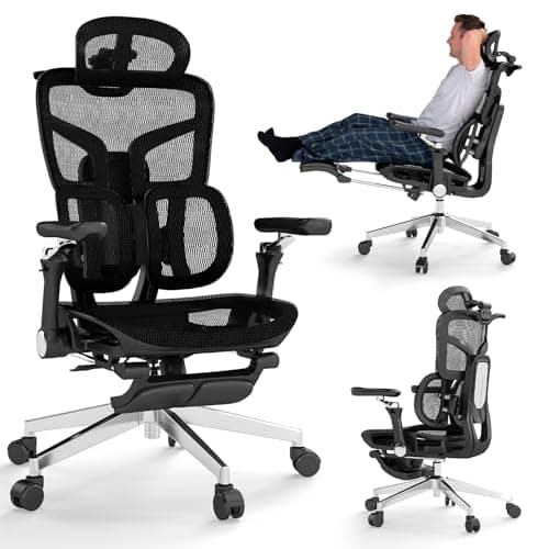 MOJAY MOJAY Ergonomic Chair with Footrest & 2-Zone Lumbar