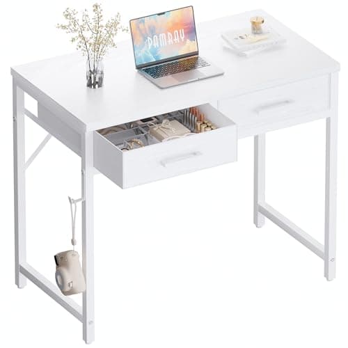 Pamray Pamray 32in Small Desk with 2 Drawers