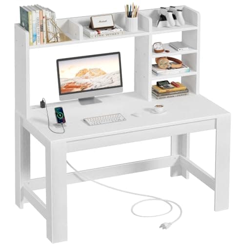 WINAZ WINAZ 43in Desk with Hutch & Built-In Outlet