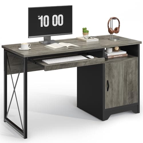 Bestier Bestier 47in Office Desk with Cabinet & Keyboard Tray