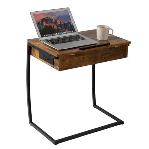 Hadulcet C-Shaped End Table with Charging Station