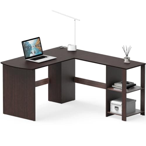 SHW SHW L-Shaped Corner Desk with Storage