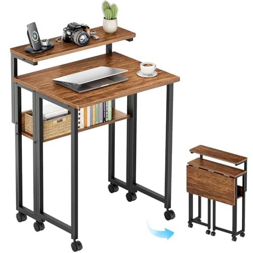 GreenForest GreenForest 24.8in Folding Desk with Monitor Shelf