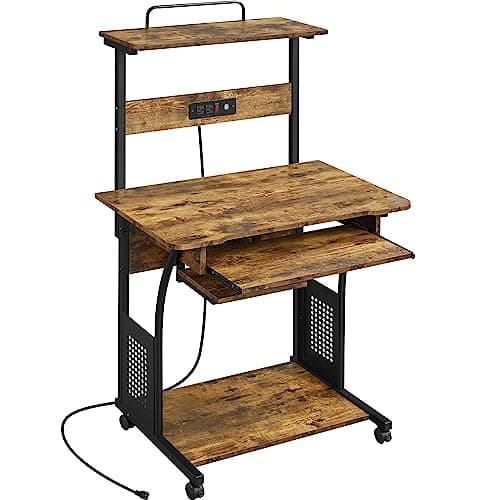 Topeakmart Topeakmart 3-Tier Rolling Desk with Power Outlet