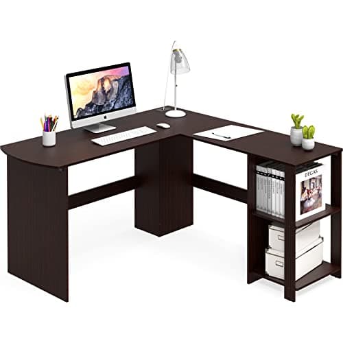 SHW SHW L-Shaped Corner Desk with Storage