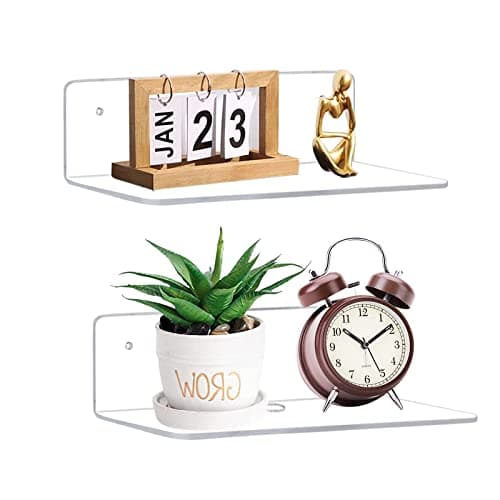 luium luium 9in Clear Acrylic No-Drill Shelf (2-pack)