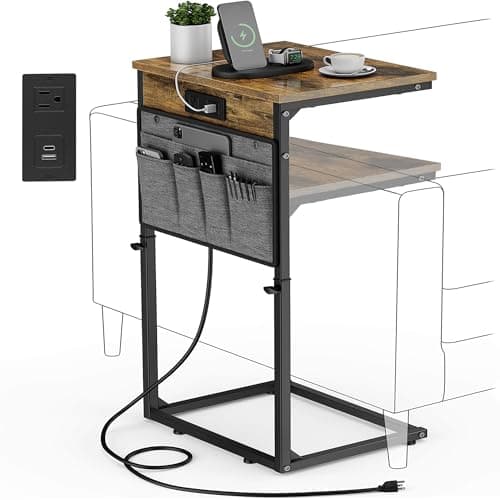 Vagusicc Vagusicc Adjustable-Height C-Table with Charging Station