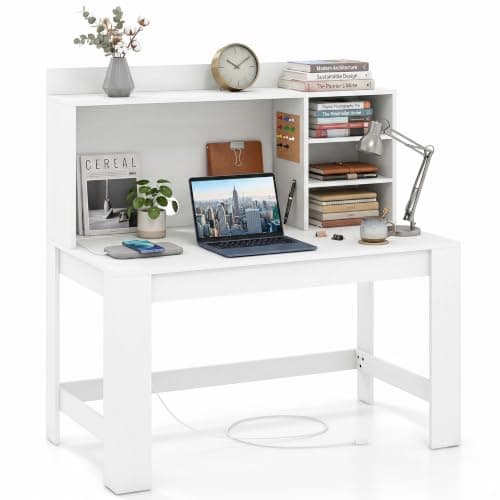 DREAMADE DREAMADE 42.5in Desk with Hutch & Charging Station