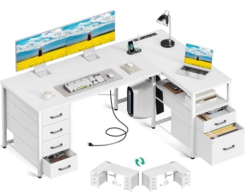 Coleshome Coleshome L-Shaped Desk with Drawers
