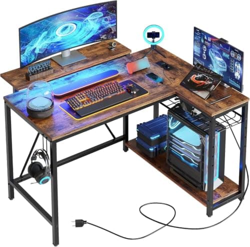 Bestier 42″ L-Shaped Desk with Charging