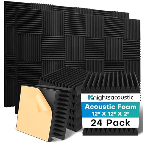 Knightsacoustic Self-Adhesive Foam Panels (24-pack, 12 × 12 × 2 in)