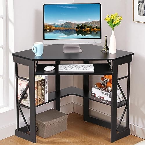 VECELO VECELO Corner Desk with Keyboard Tray