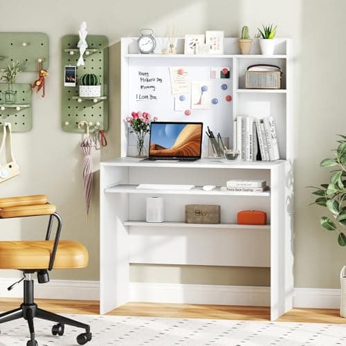 Giantex Giantex White Desk with Hutch