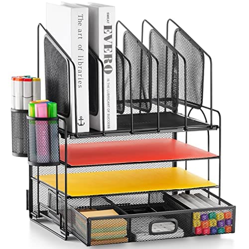 Marbrasse Marbrasse 4-Tier Mesh Desk Organizer with Drawer