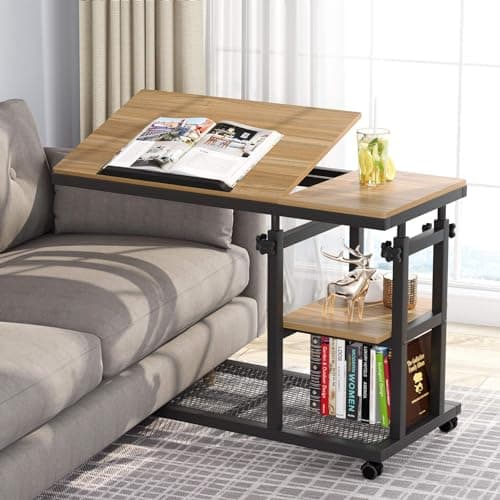 Tribesigns Tribesigns Height-Adjustable C-Table with Wheels